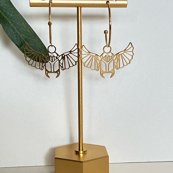 Egyptian Winged Beetle Hoops - Protection Hoops - Ancient Egyptian Hoops - Picture 8 of 9